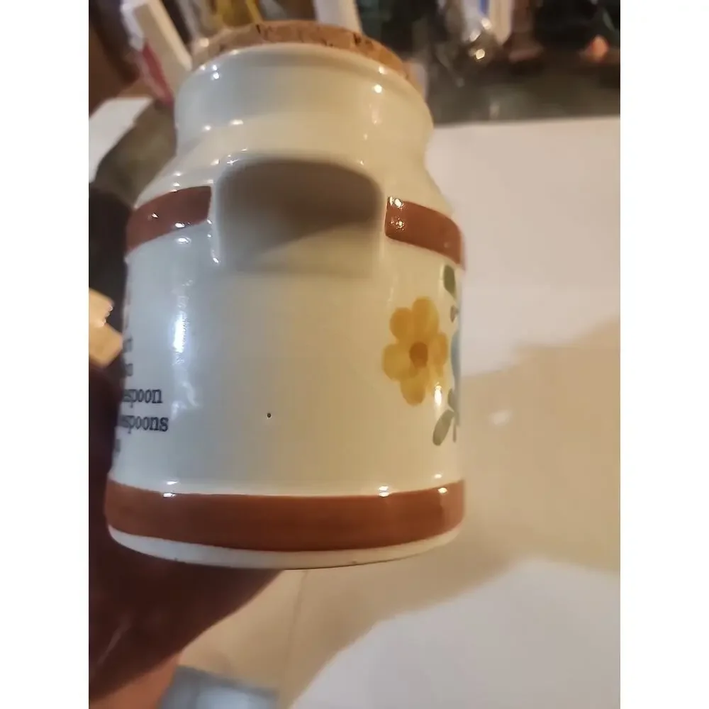 FTD Ceramic Milk Cream Can Shaped Ceramic Utensil Holder with Measurement Info